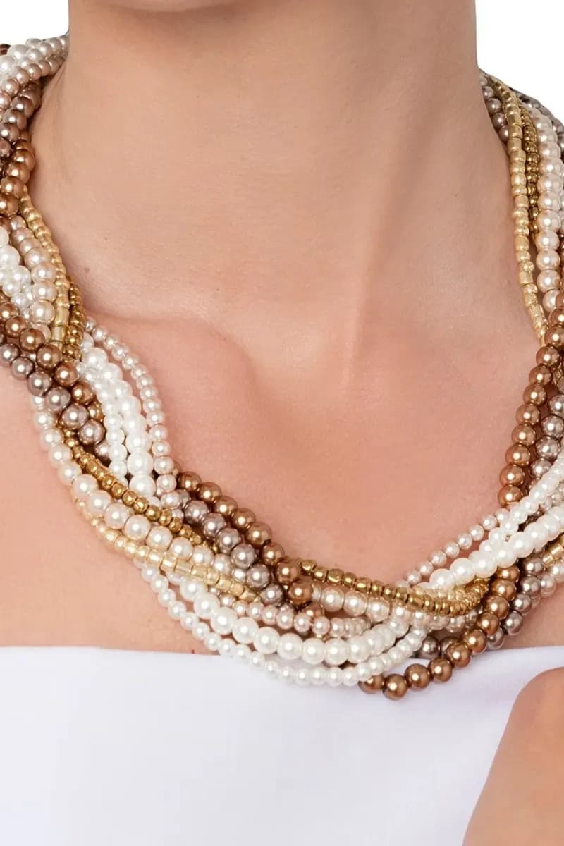 MYA ACCESSORIES | Collana girocollo con perle in vetro - 4