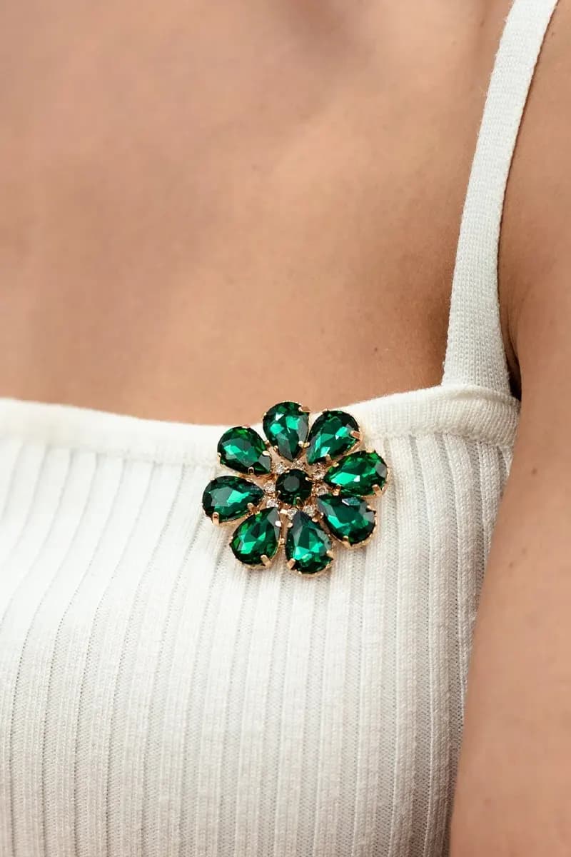 MYA ACCESSORIES | Spilla a fiore con pietre in vetro - 4