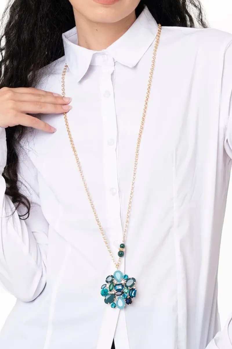 MYA ACCESSORIES | Collana lunga in catena con fiore in vetro - 4