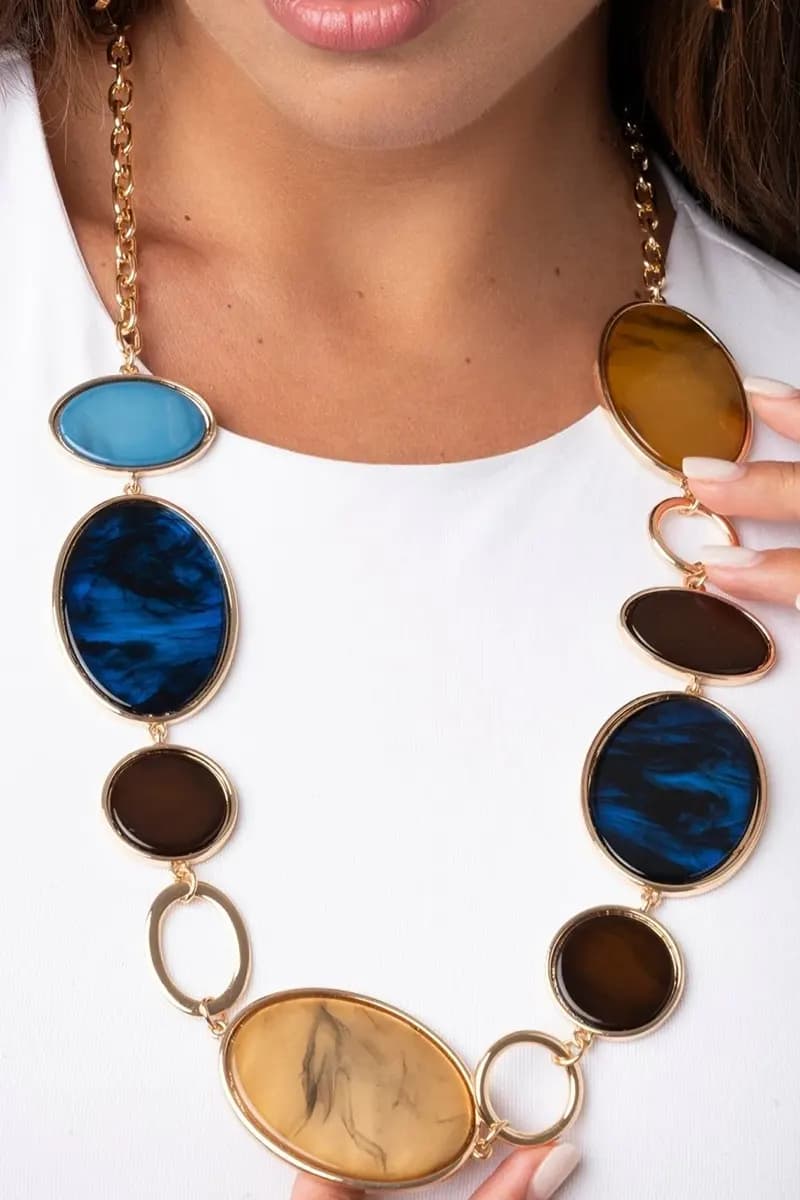 MYA ACCESSORIES | Collana lunga a catena con inserti ovali - 4