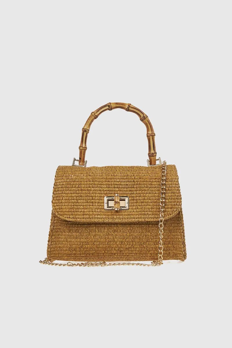 VERDE FASHION | Pochette rafia manico in bamboo - 5