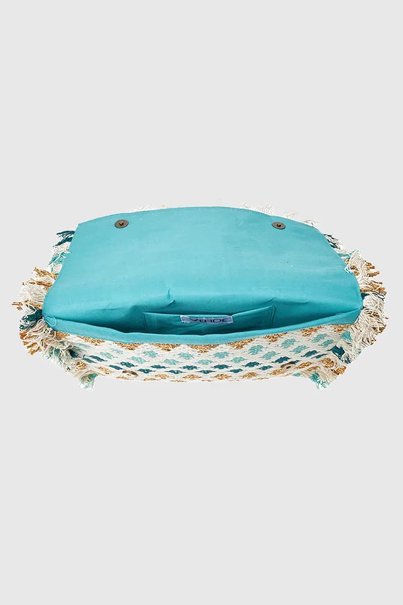 VERDE FASHION | Pochette in tessuto con applicazioni conchiglie - 4