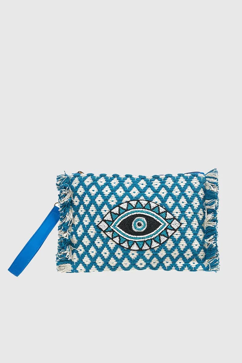 VERDE FASHION | Pochette in tessuto con perline - 5
