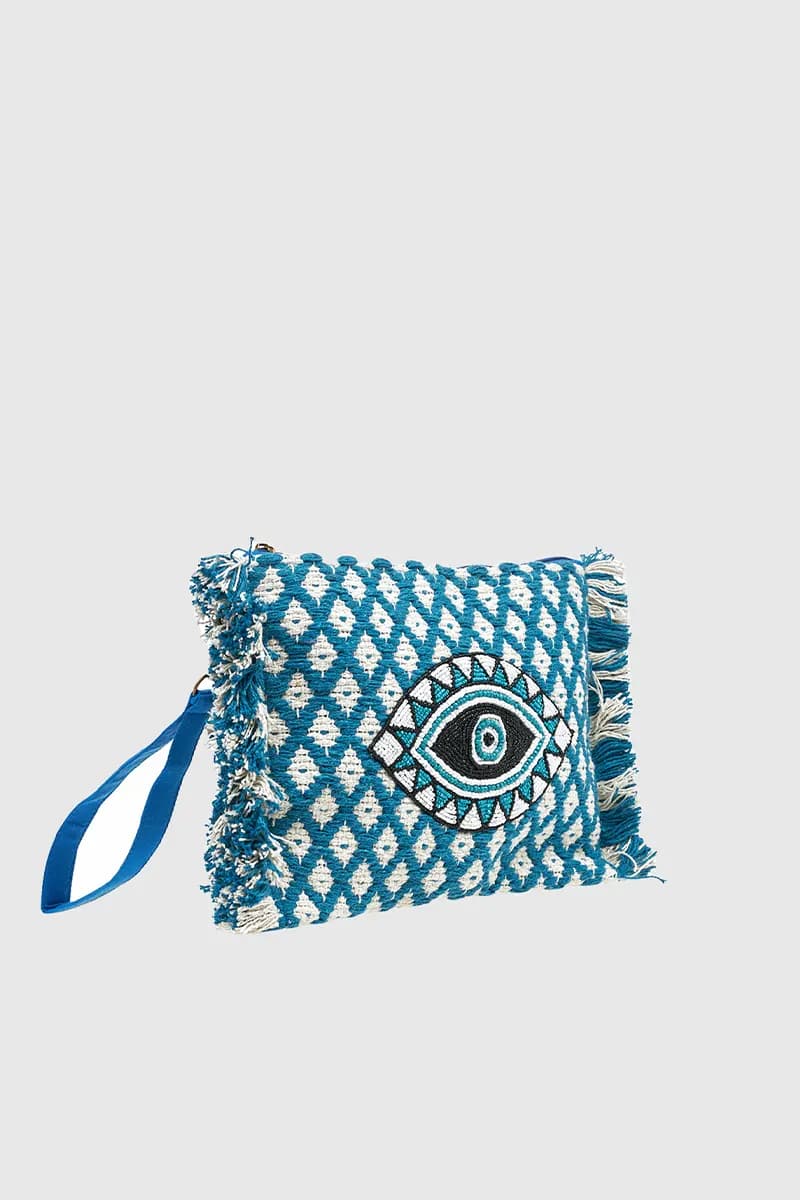 VERDE FASHION | Pochette in tessuto con perline - 3