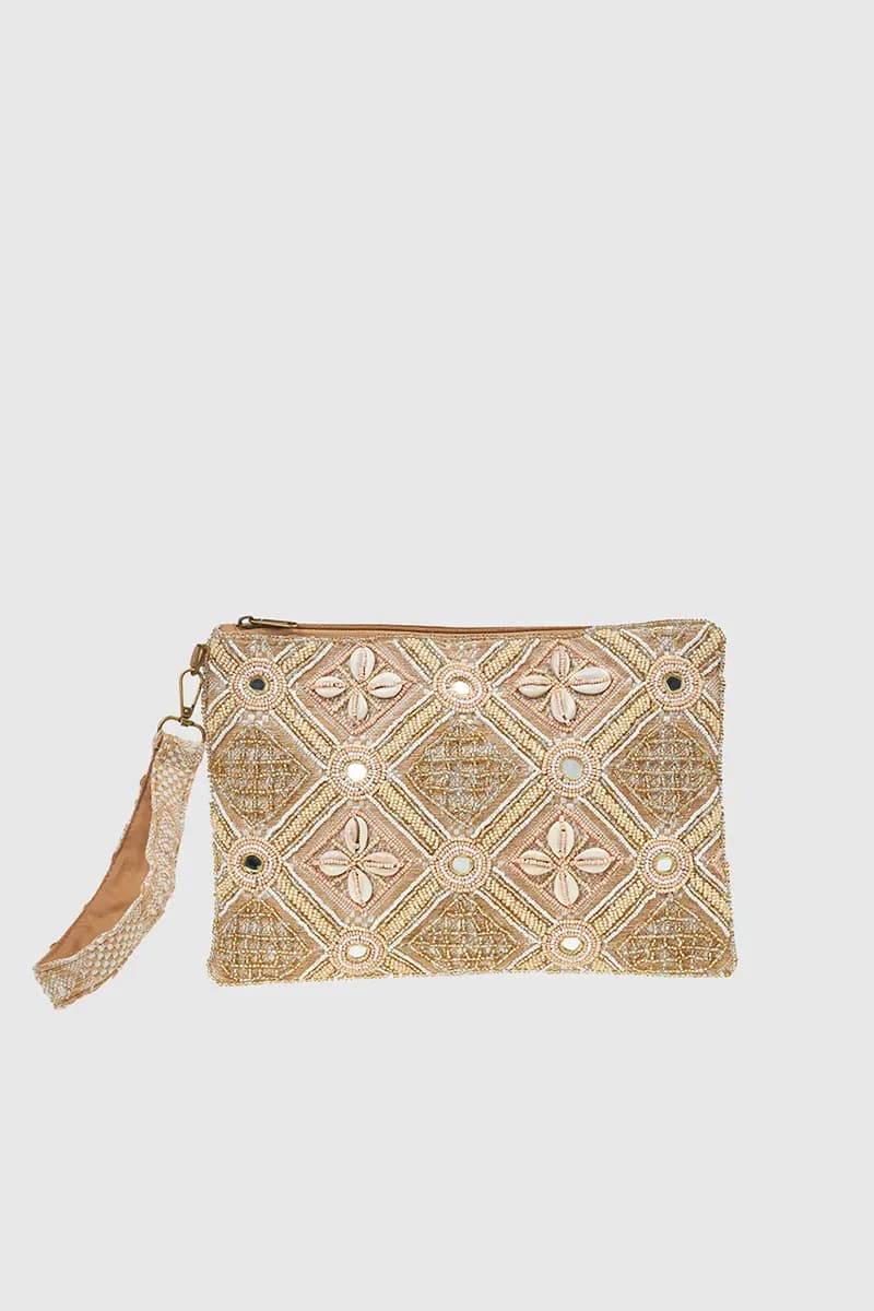 VERDE FASHION | Pochette in tessuto con ricami e applicazioni - 5