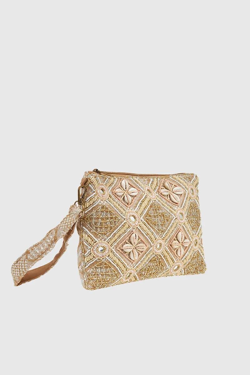 VERDE FASHION | Pochette in tessuto con ricami e applicazioni - 3