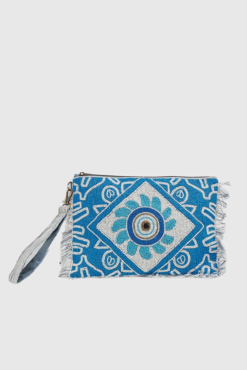 VERDE FASHION | Pochette in tessuto con perline - 5