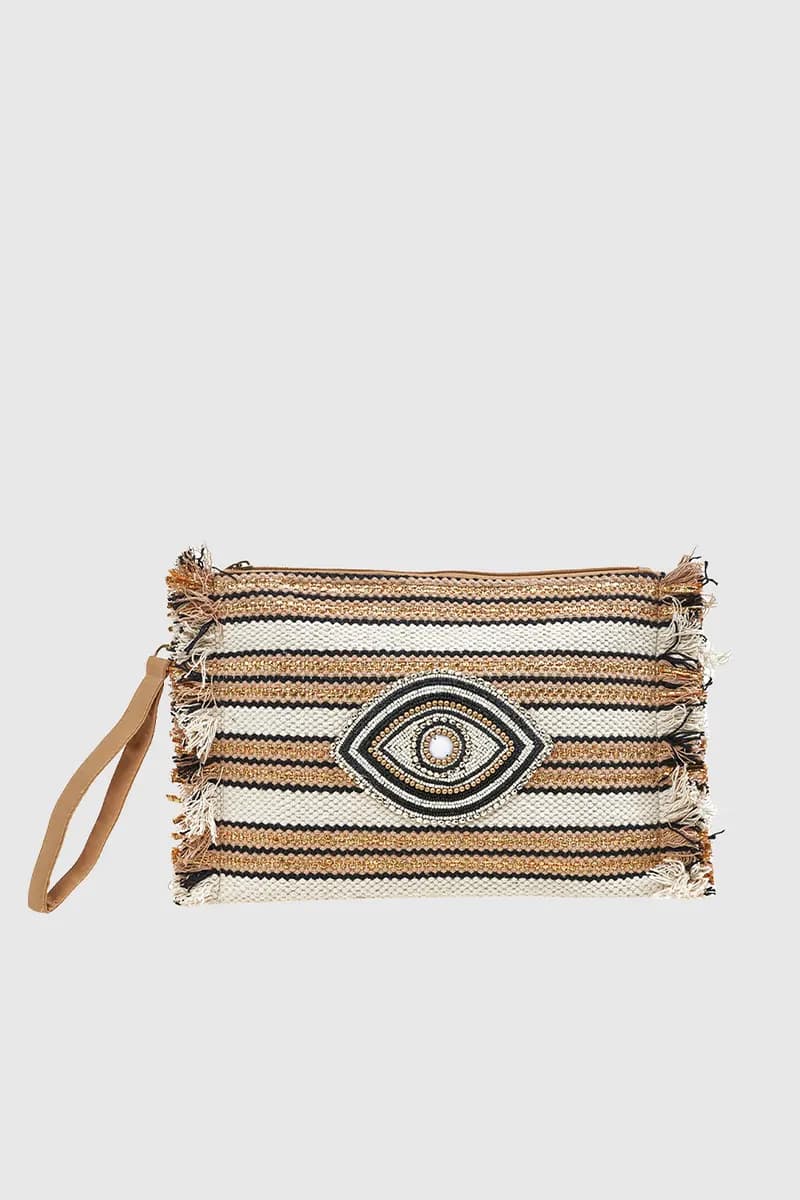VERDE FASHION | Pochette in tessuto a righe - 5