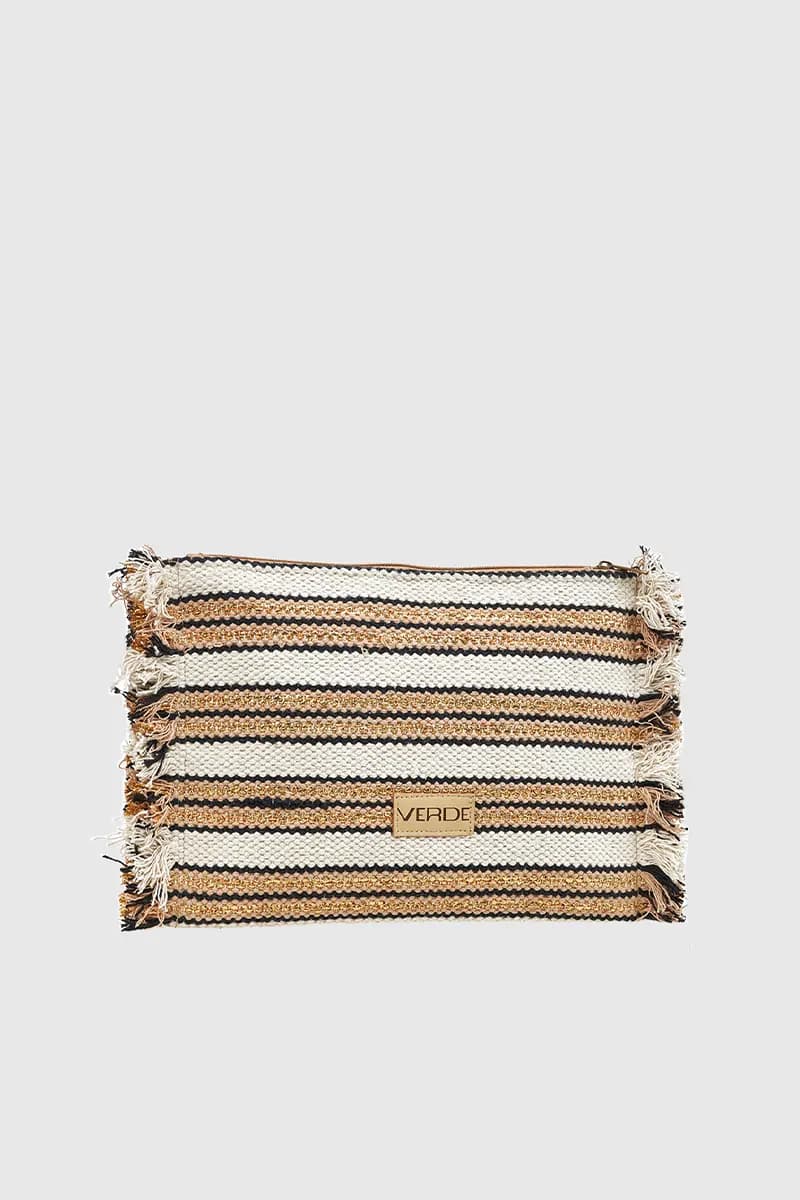 VERDE FASHION | Pochette in tessuto a righe - 2