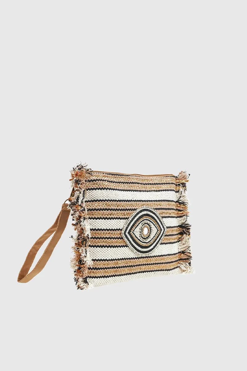 VERDE FASHION | Pochette in tessuto a righe - 3