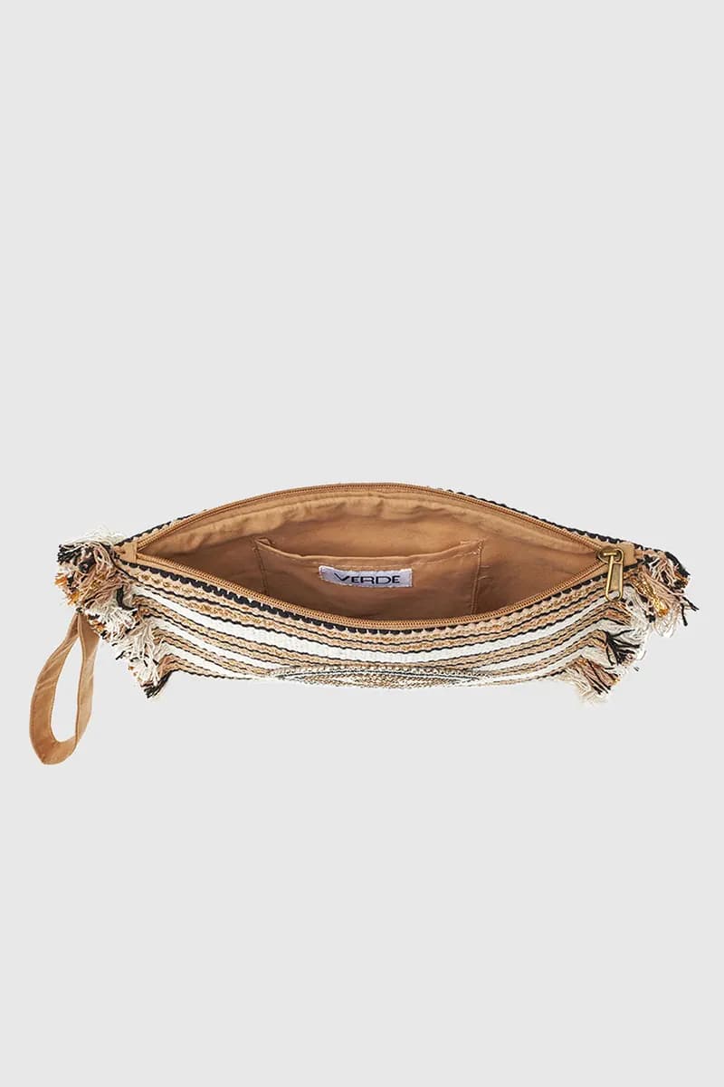 VERDE FASHION | Pochette in tessuto a righe - 4
