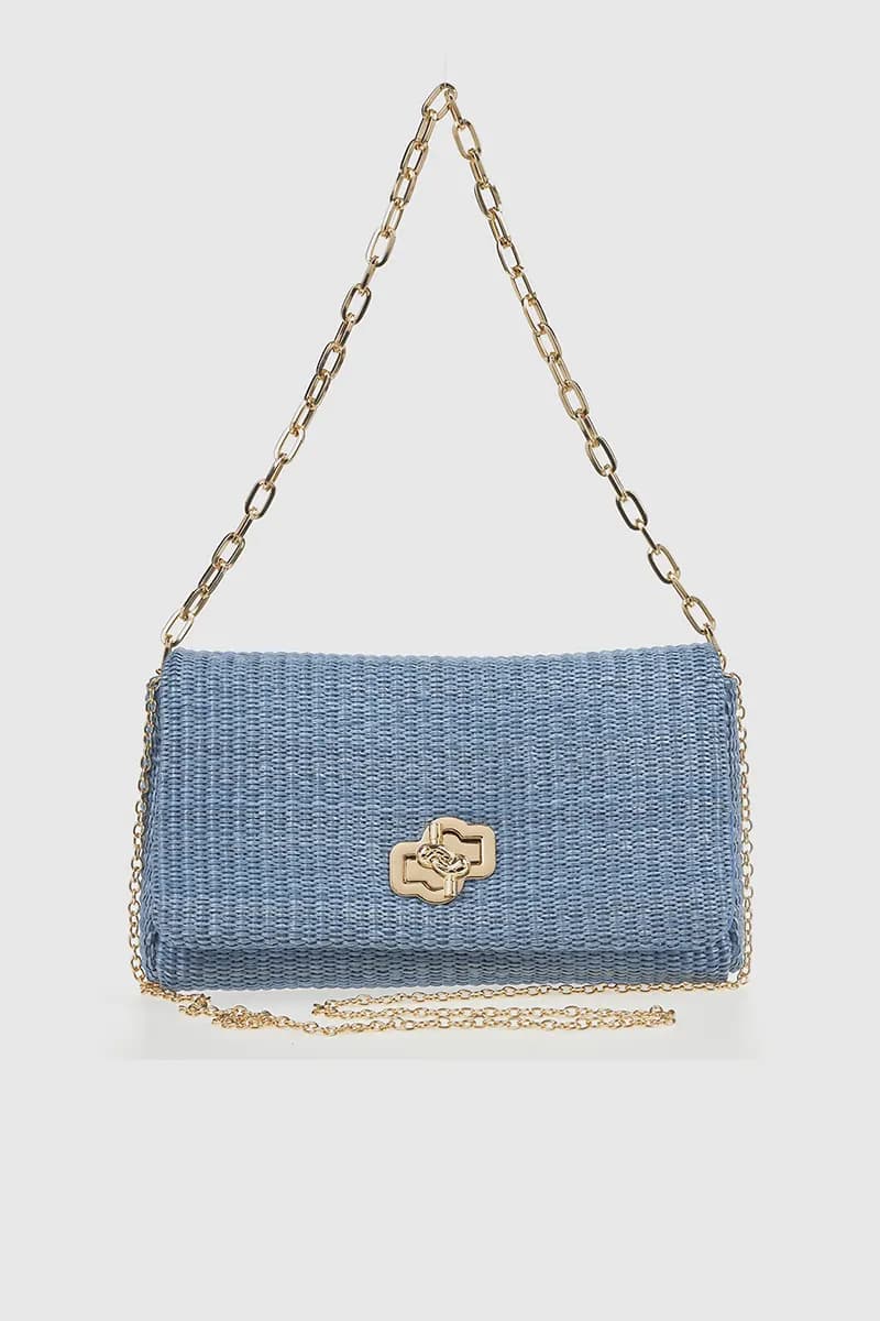 VERDE FASHION | Pochette rafia doppia catena - 15