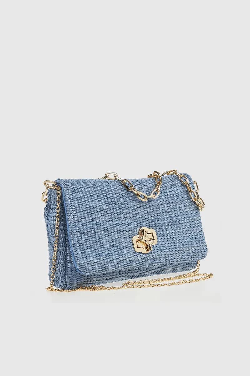 VERDE FASHION | Pochette rafia doppia catena - 11