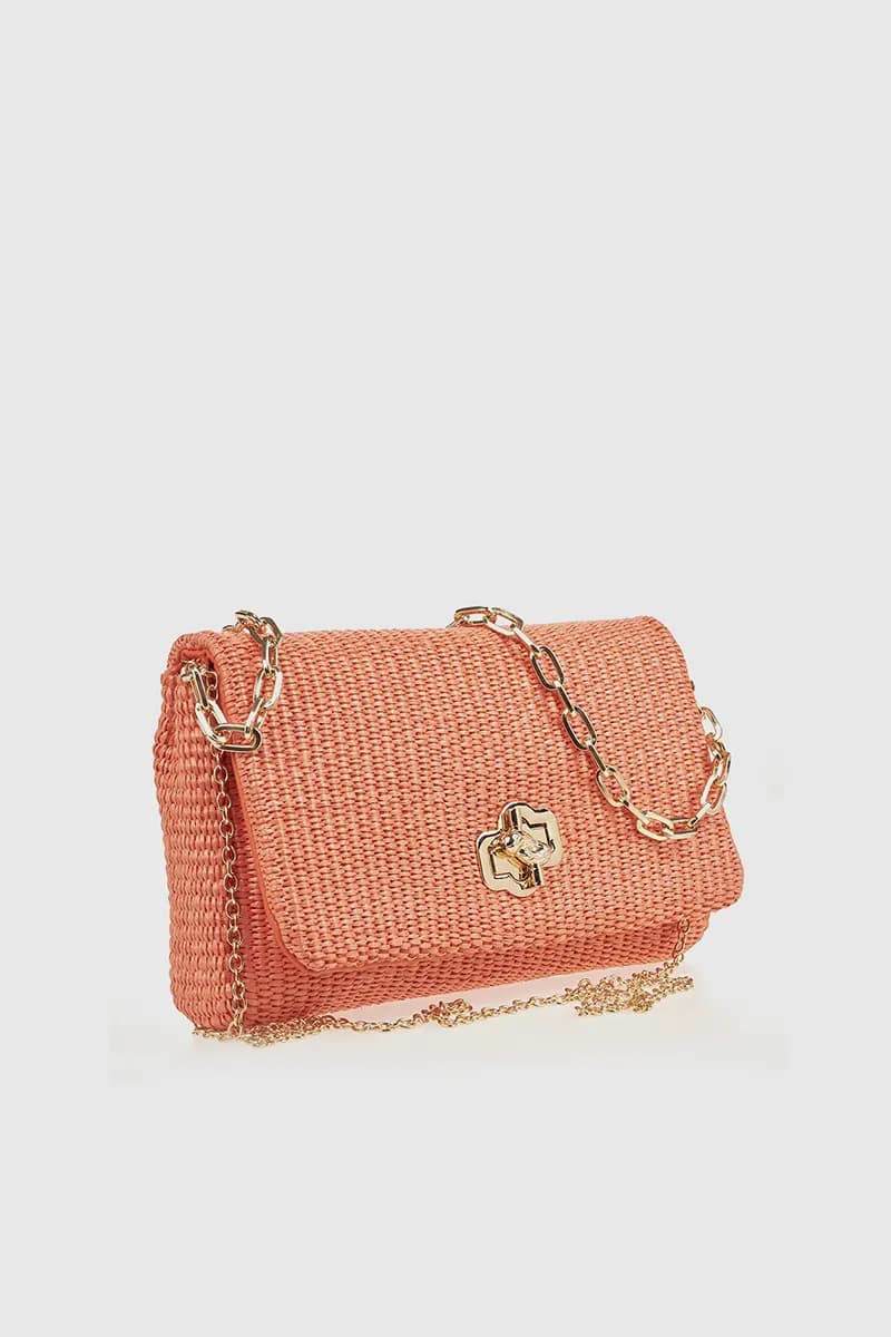 VERDE FASHION | Pochette rafia doppia catena - 3