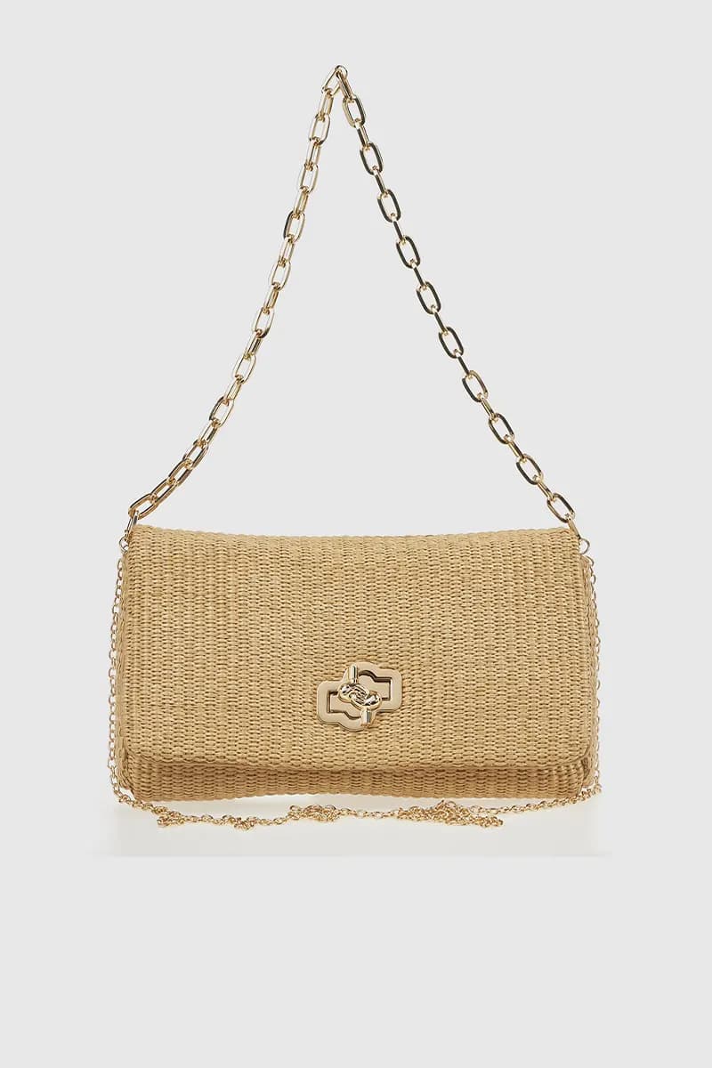 VERDE FASHION | Pochette rafia doppia catena - 5