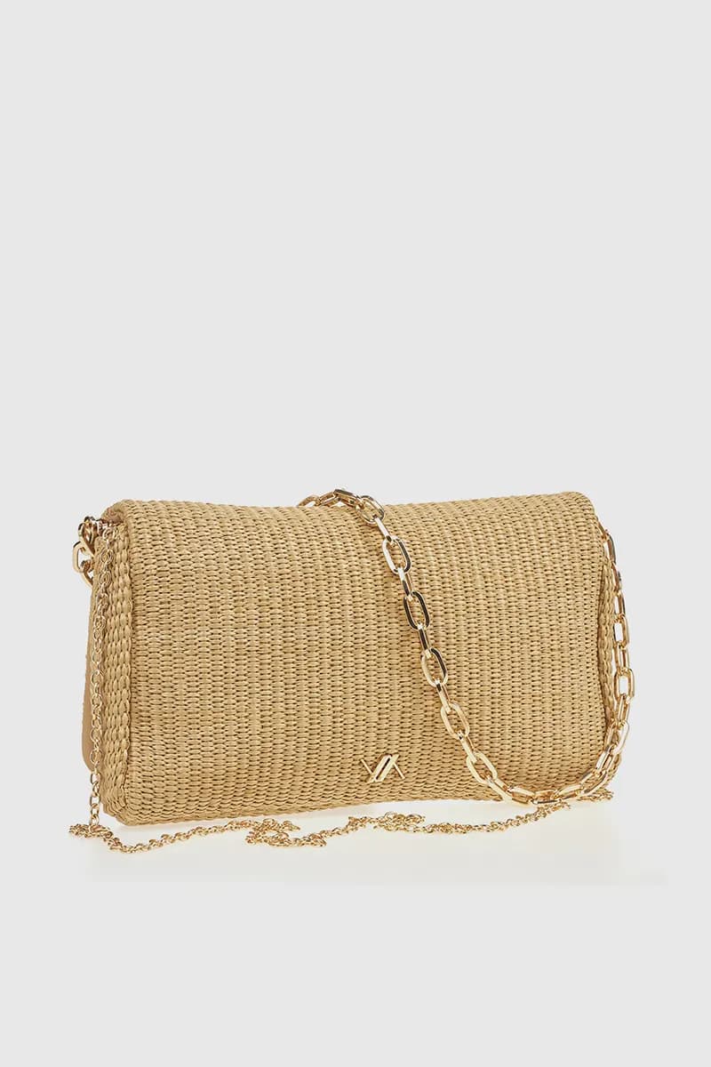 VERDE FASHION | Pochette rafia doppia catena - 6