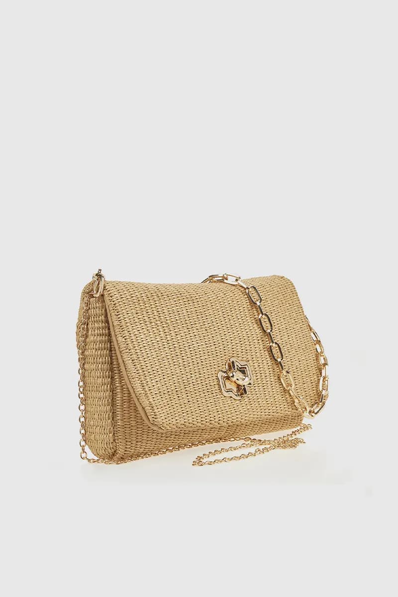 VERDE FASHION | Pochette rafia doppia catena - 7