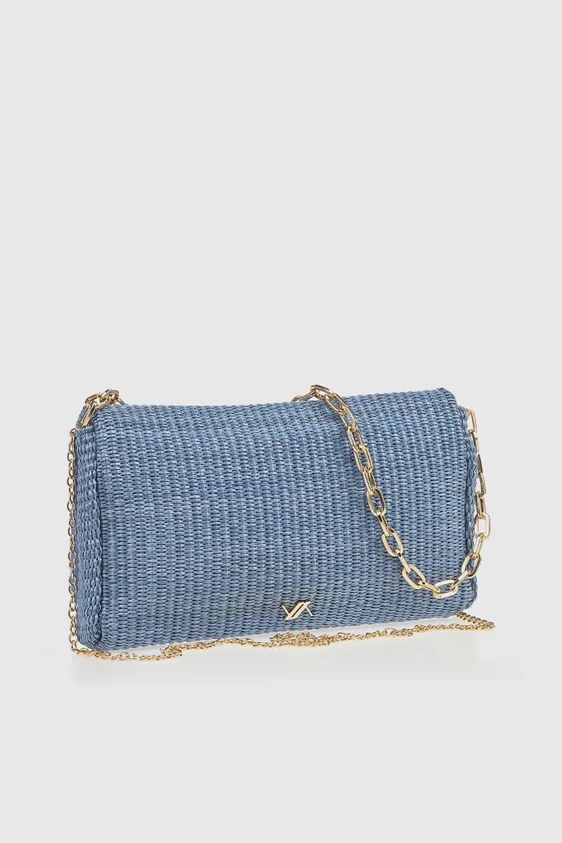 VERDE FASHION | Pochette rafia doppia catena - 10