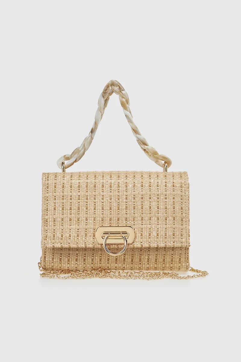 VERDE FASHION | Pochette rafia manico in osso - 5