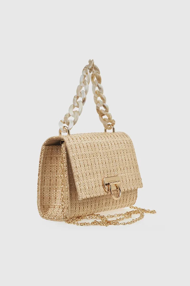 VERDE FASHION | Pochette rafia manico in osso - 7