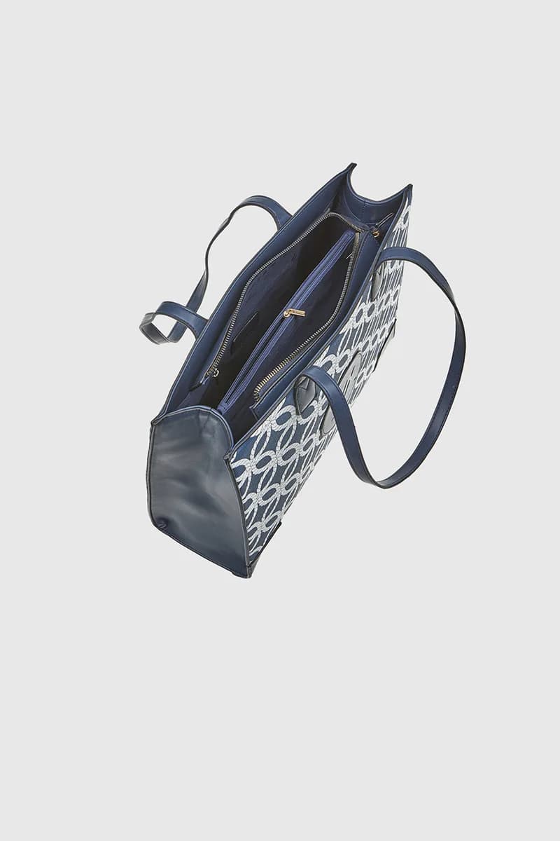 VERDE FASHION | Borsa shopper fantasia con logo - 4