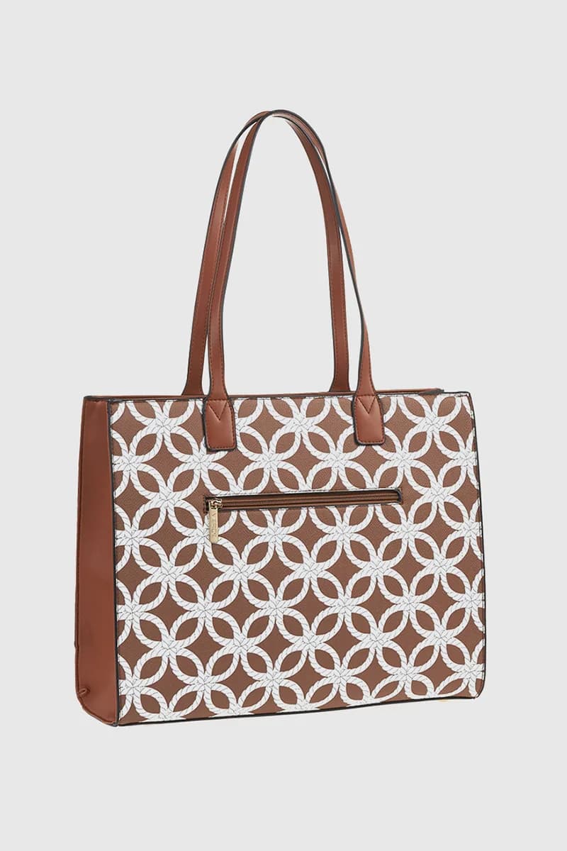 VERDE FASHION | Borsa shopper fantasia con logo - 6