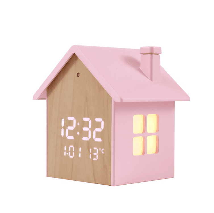 i-Total - Sveglia Casetta a led con data e temperatura - 3 colori pastello assortiti - 4
