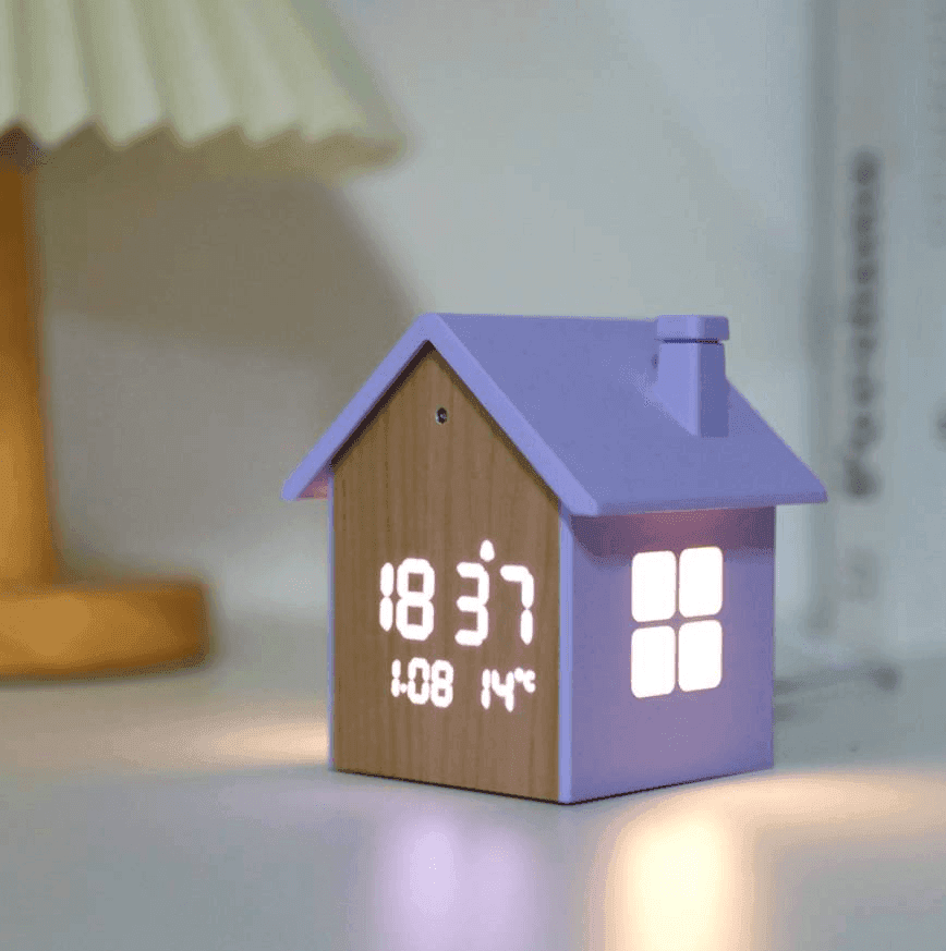 i-Total - Sveglia Casetta a led con data e temperatura - 3 colori pastello assortiti - 5