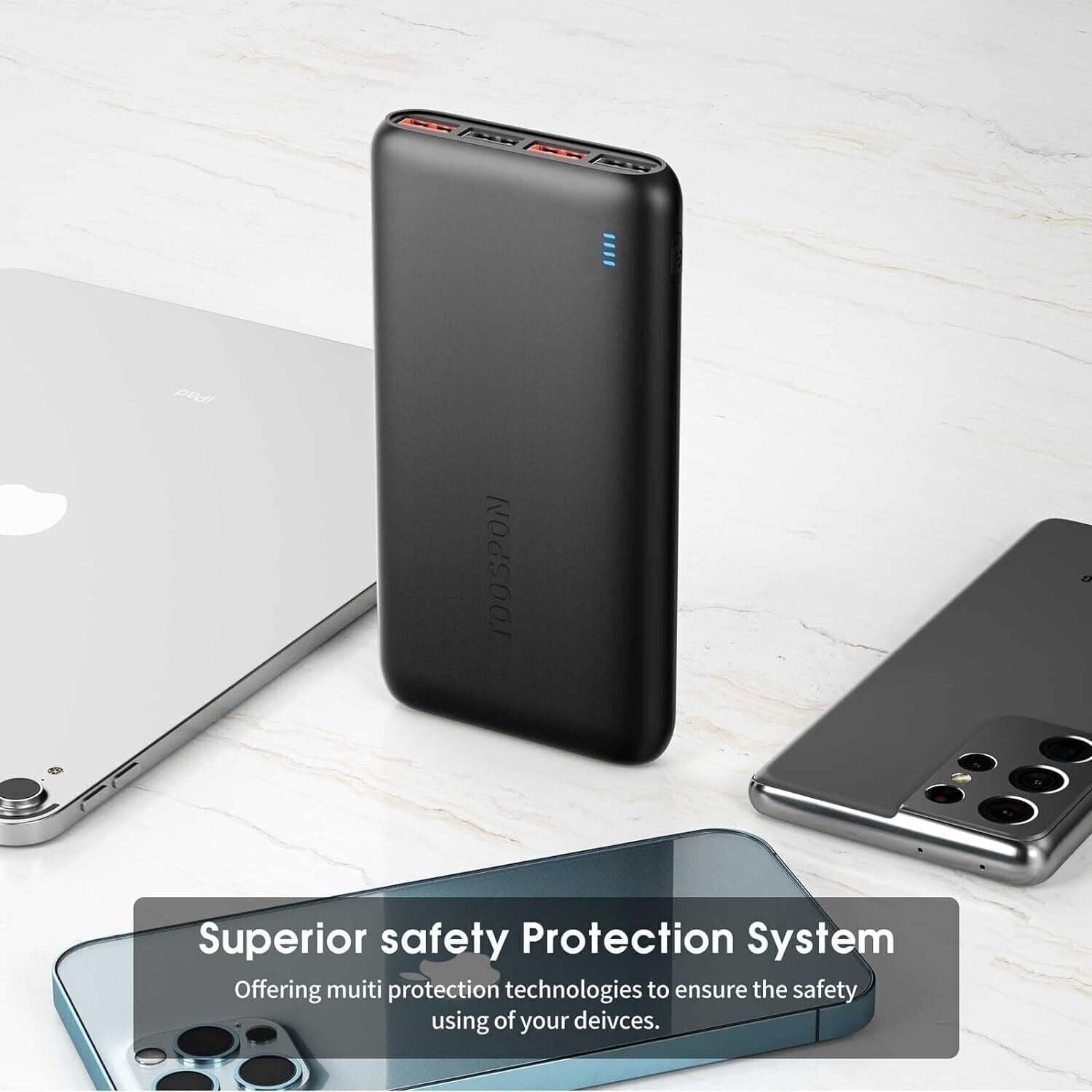 Batteria esterna 50000 mAh Powerbank, 4 Output & 2 Input, caricatore portatile - 4