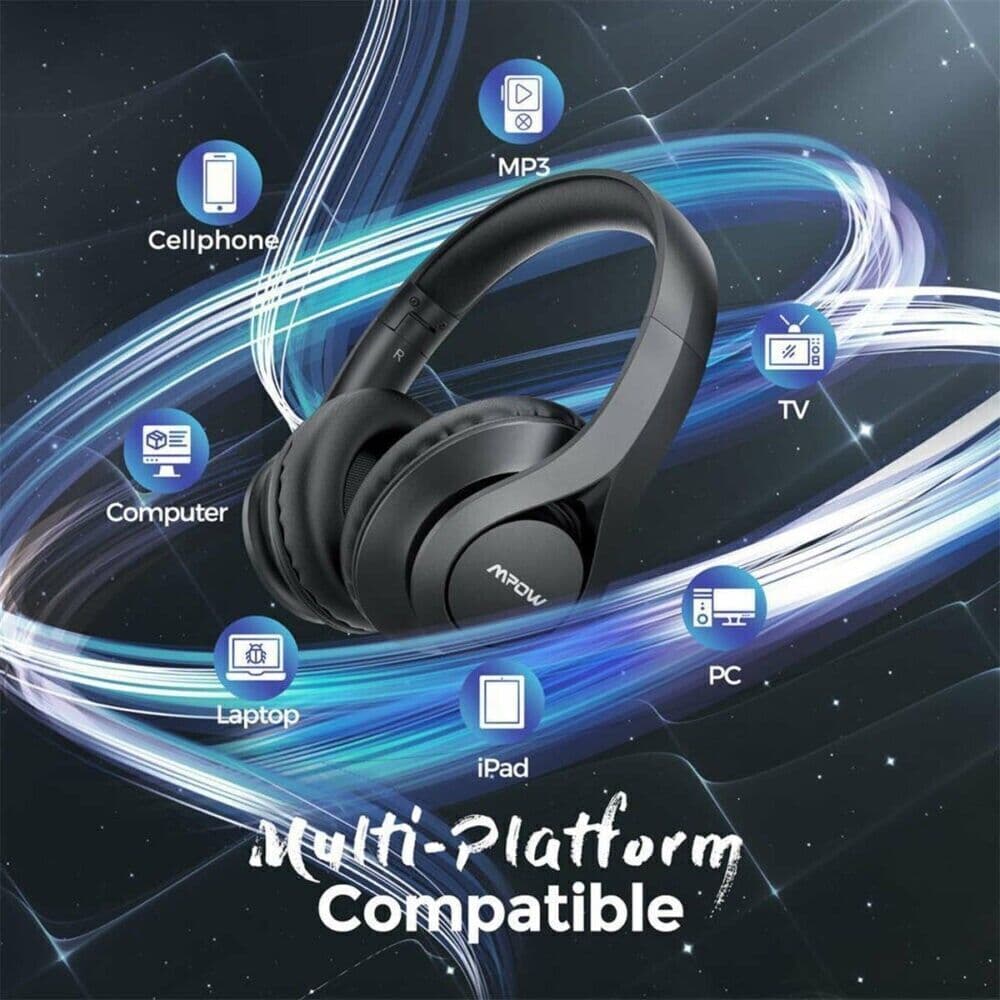 Cuffie MPOW 059 Lite BH451B wireless cablate BT 5.0 nere - 2