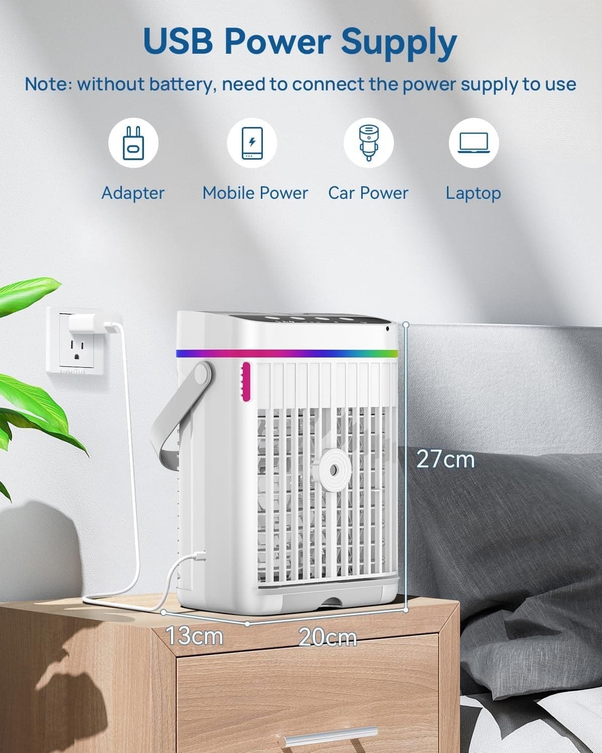 Condizionatore d'aria portatile raffrescatore d'aria evaporativo da 1250 ml - 4