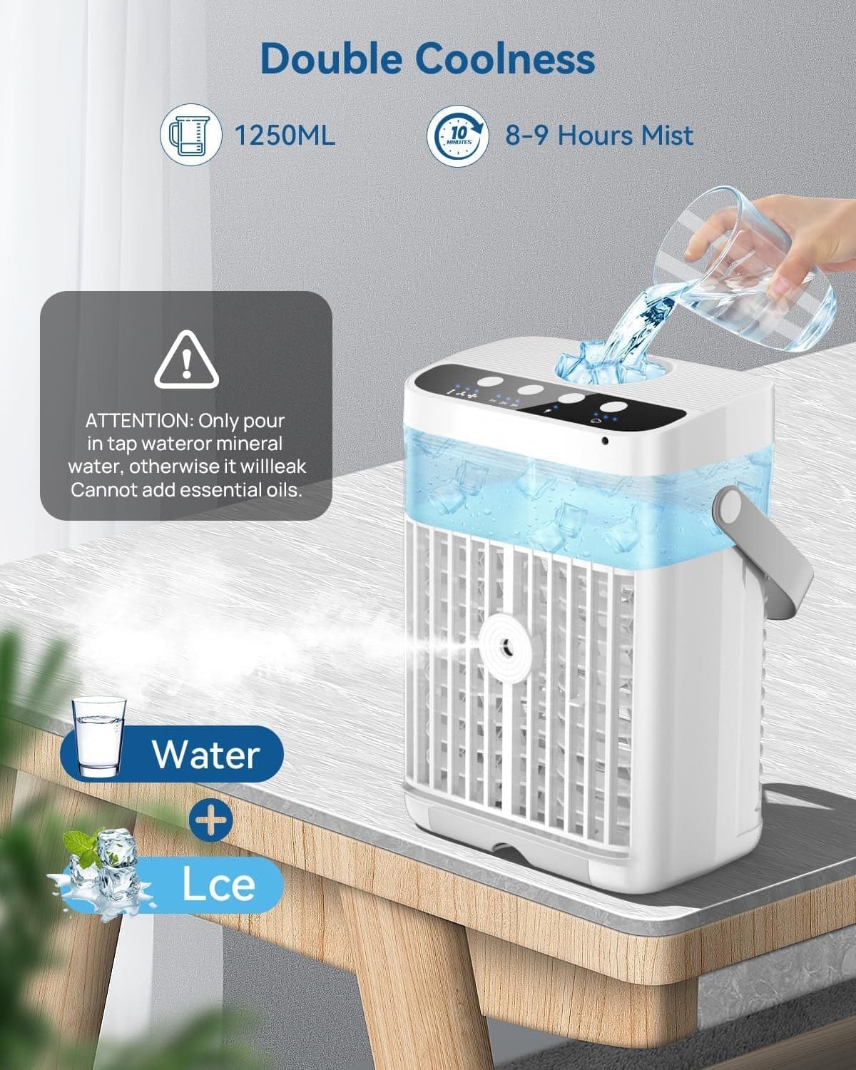 Condizionatore d'aria portatile raffrescatore d'aria evaporativo da 1250 ml - 7