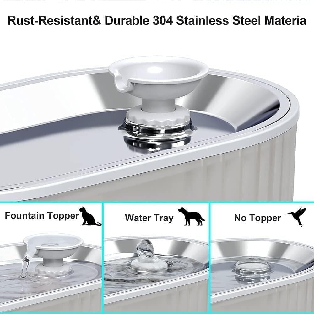 Fontana per Gatti Acciaio Inox 2,5L Fontana per Cani Silenzioso Fontanelle - 2