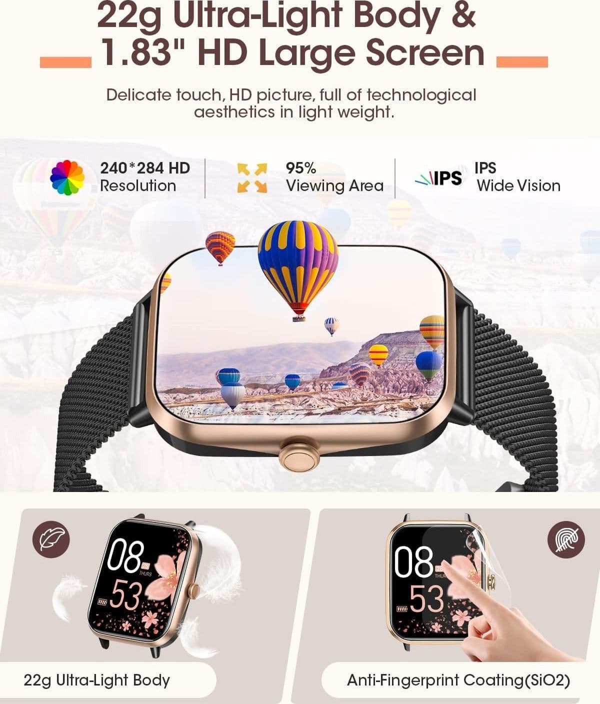 Smartwatch Orologio intelligente RUXINGX monitoraggio sonno frequenza cardiaca - 2