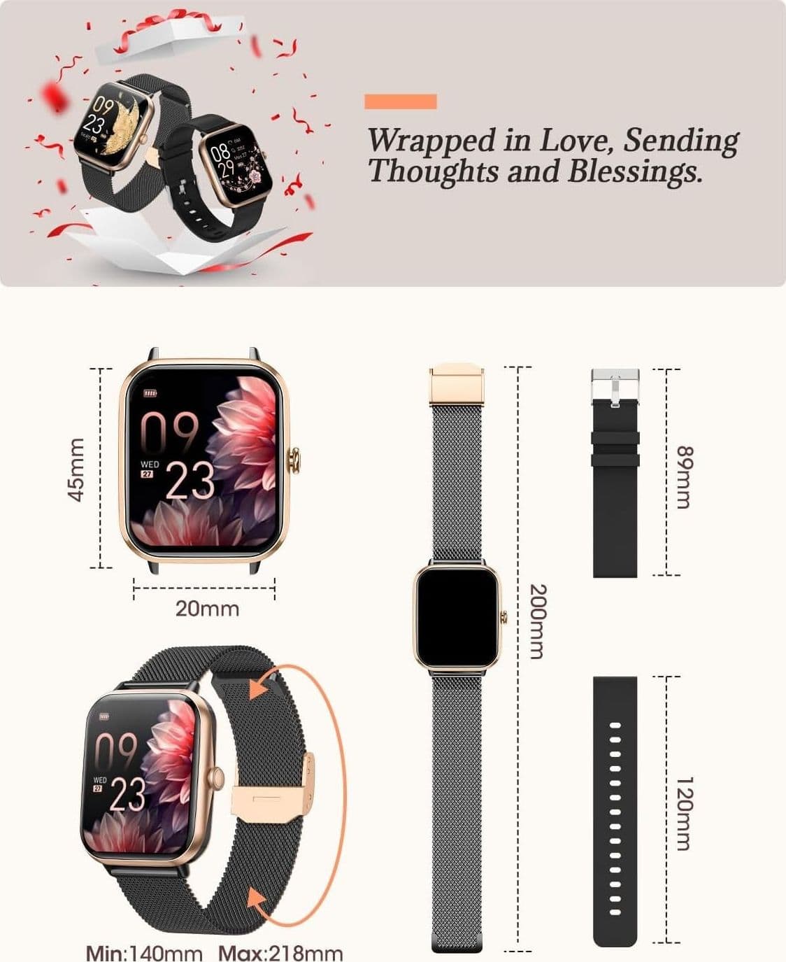 Smartwatch Orologio intelligente RUXINGX monitoraggio sonno frequenza cardiaca - 3