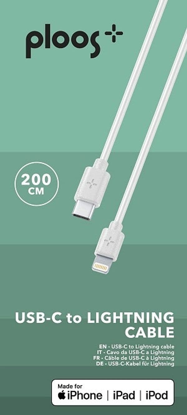 cavo dati 2 metri usb-c to lightning bianco