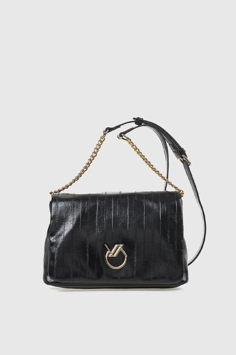 VERDE FASHION | Borsa a tracolla ecopelle lucida - 5