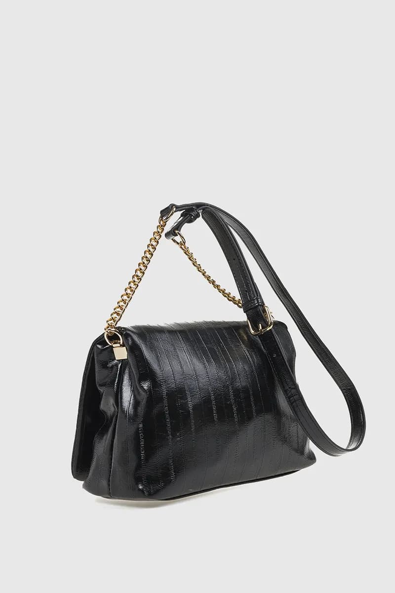 VERDE FASHION | Borsa a tracolla ecopelle lucida - 6