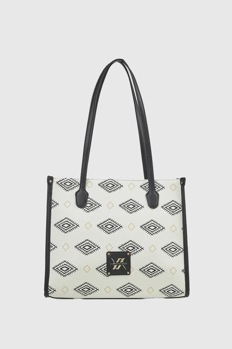 VERDE FASHION | Borsa shopper motivo geometrico - 5