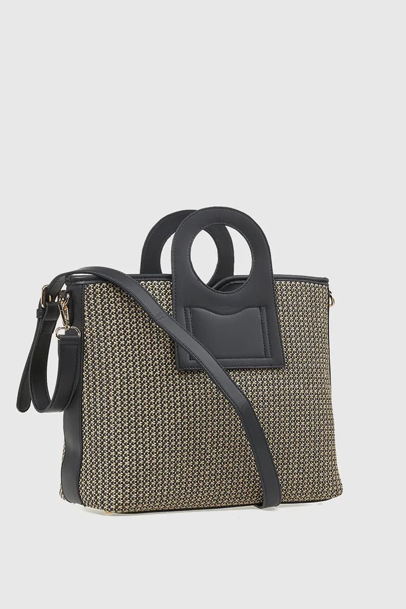 VERDE FASHION | Borsa a tracolla tessuto paglia - 5