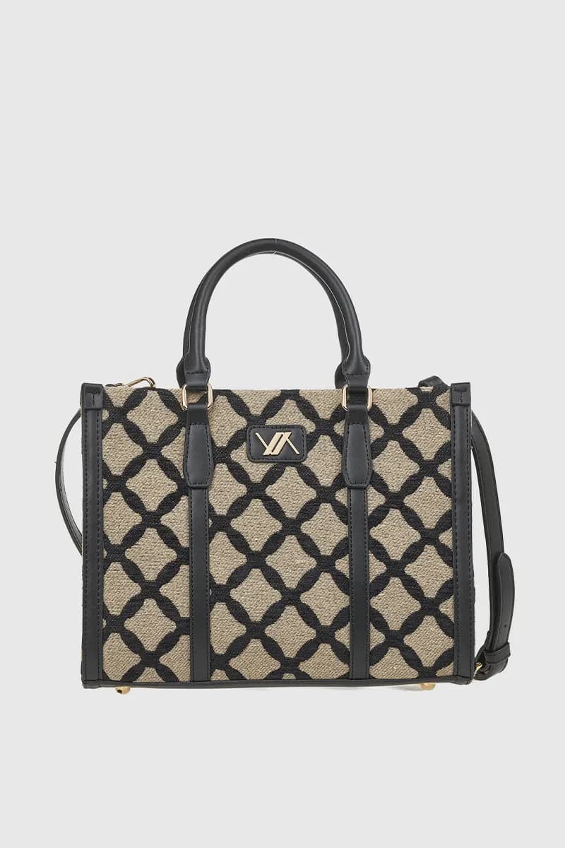 VERDE FASHION | Tote bag in tessuto motivo rombi - 10
