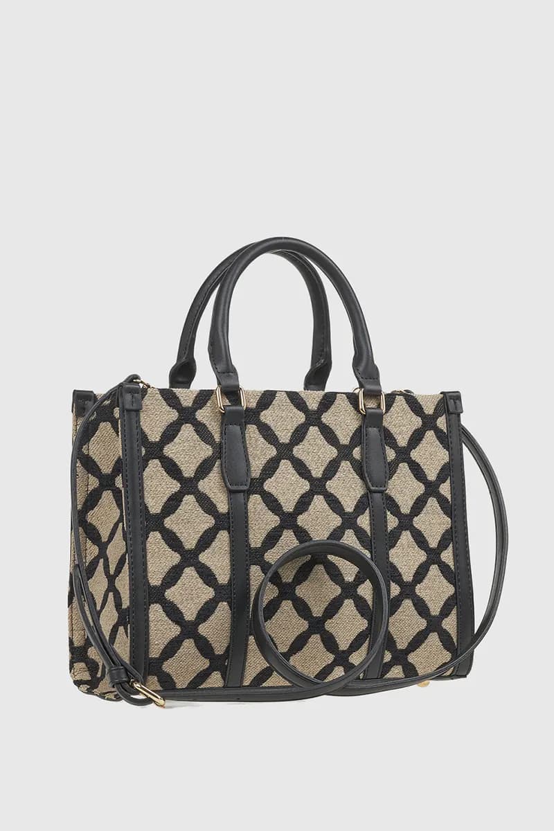 VERDE FASHION | Tote bag in tessuto motivo rombi - 2