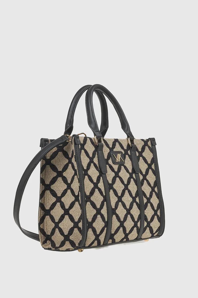 VERDE FASHION | Tote bag in tessuto motivo rombi - 3