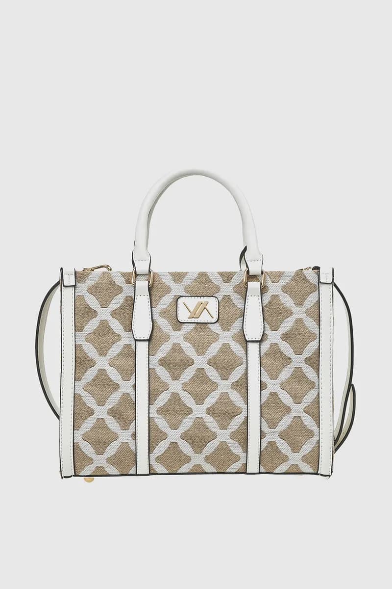 VERDE FASHION | Tote bag in tessuto motivo rombi - 5