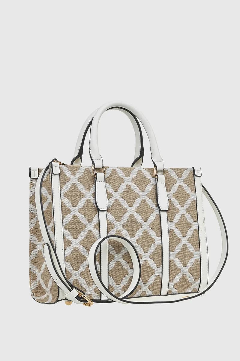 VERDE FASHION | Tote bag in tessuto motivo rombi - 6