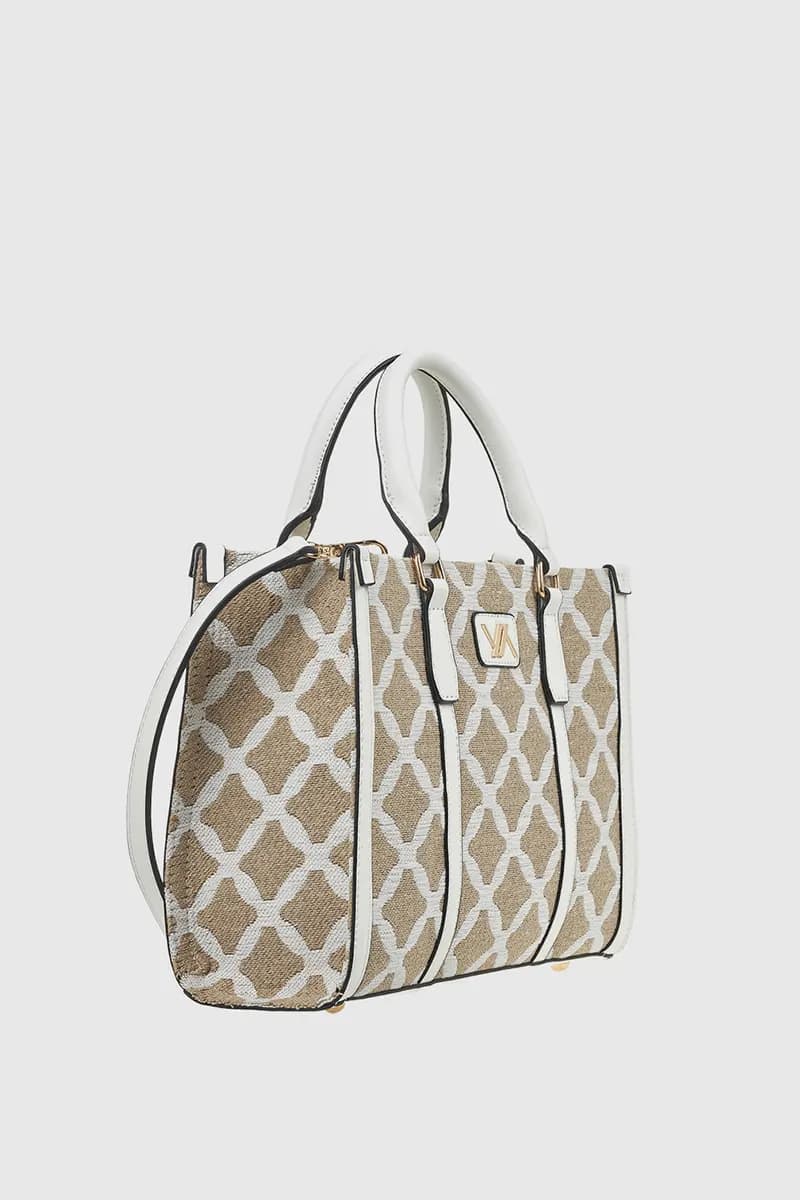 VERDE FASHION | Tote bag in tessuto motivo rombi - 7