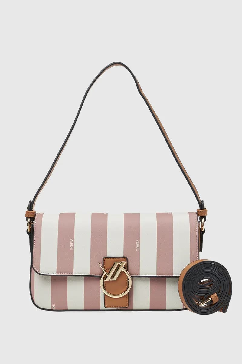 VERDE FASHION | Borsa a spalla motivo a righe - 1