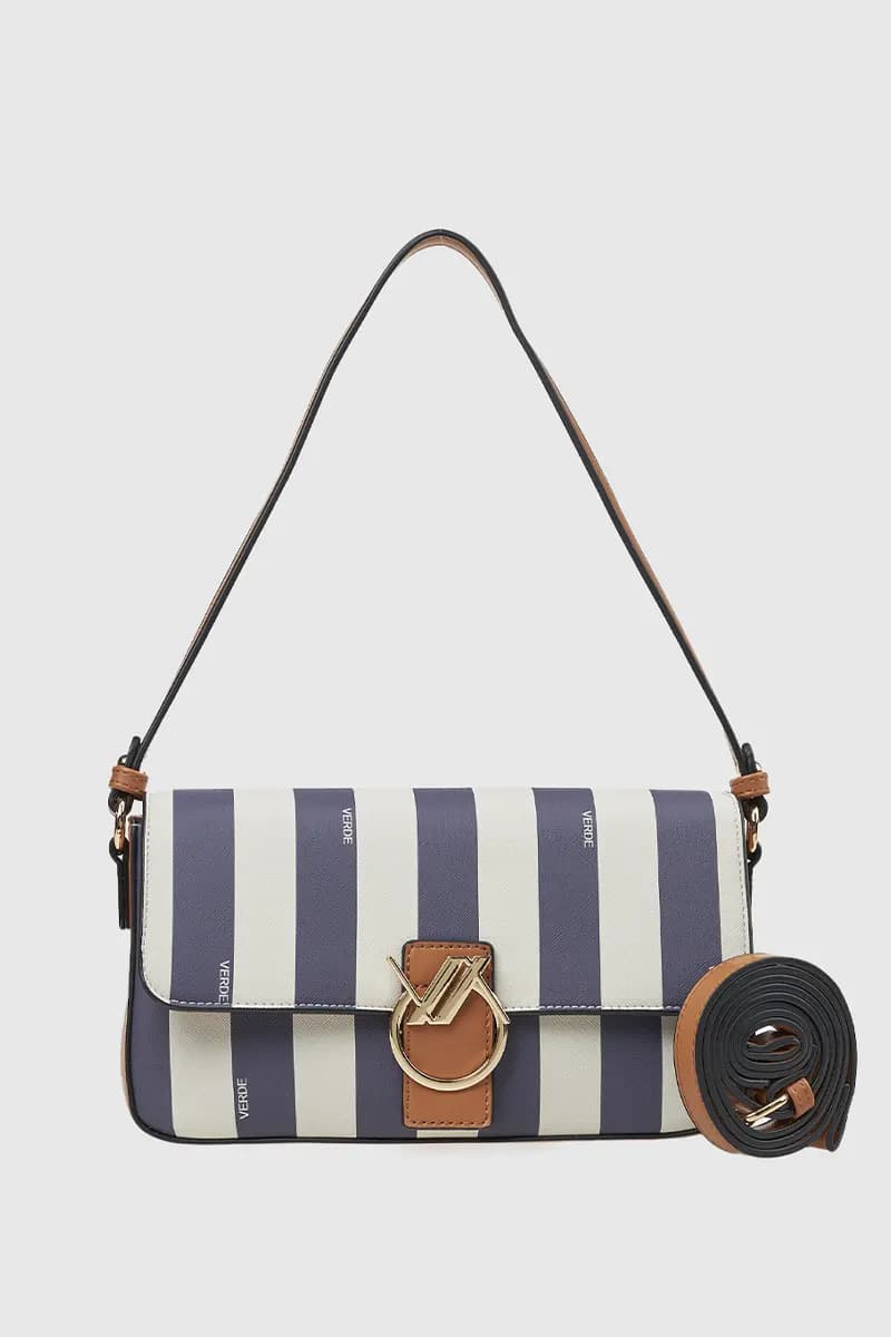 VERDE FASHION | Borsa a spalla motivo a righe - 5