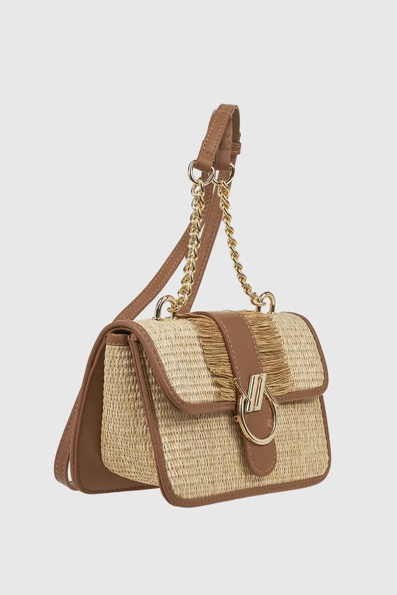 VERDE FASHION | Borsa in rafia a tracolla dettaglio frange - 3