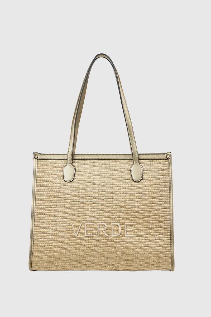 VERDE FASHION | Shopping bag in rafia ed ecopelle - 5